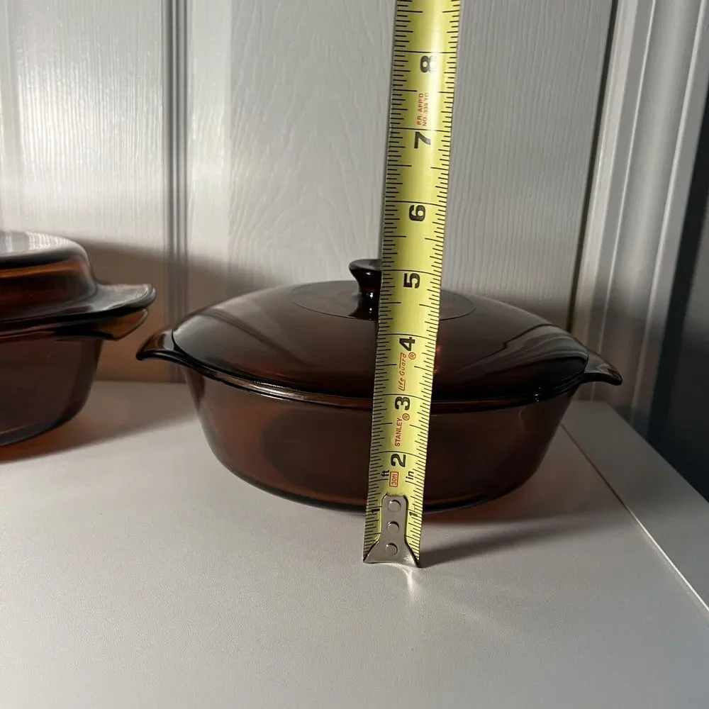 Casserole Oven Ware 8.25" Anchor Hocking 1.5 QT Smoked Glass Vintage - Picture 3 of 5
